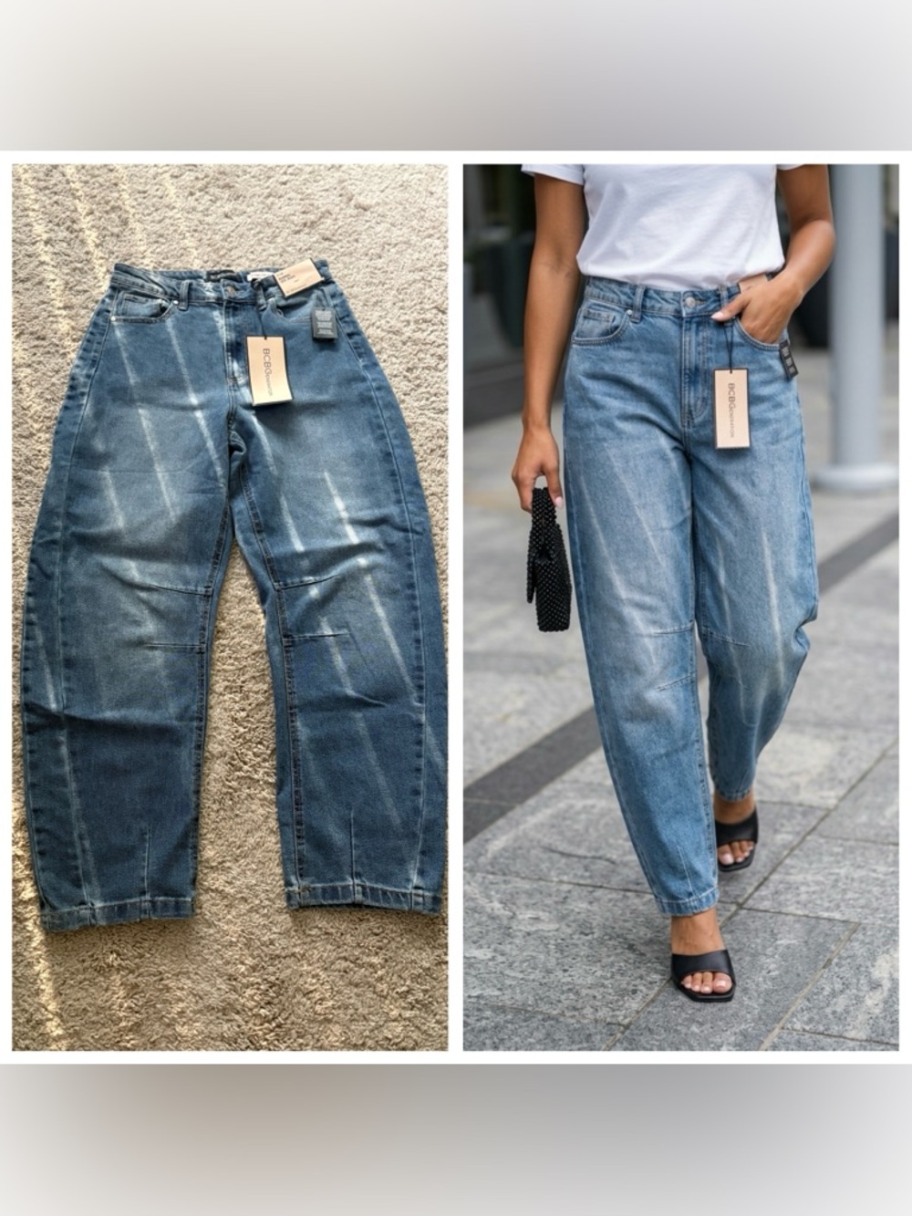 BCBGeneration Women Size 29 Barrel leg  hi rise ankle length Med Wash jeans  NWT